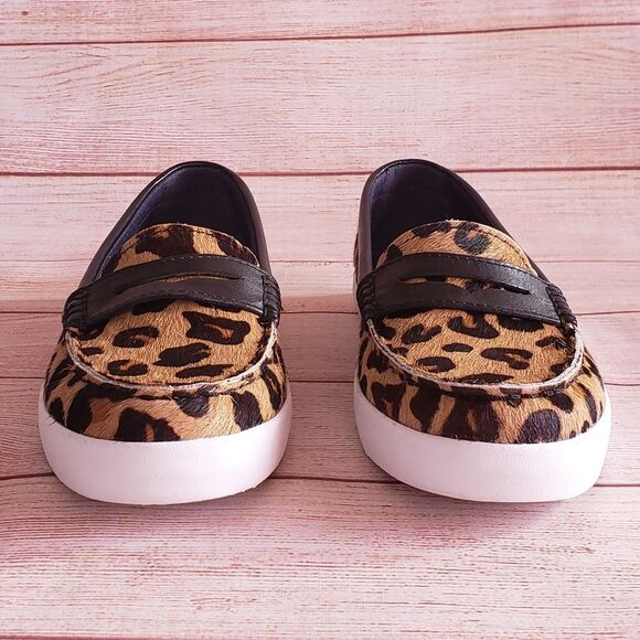 Cole Haan Grand OS Moccasin Animal Print Dyed Calf Hair Leather Loafer Flats - Picture 3 of 8